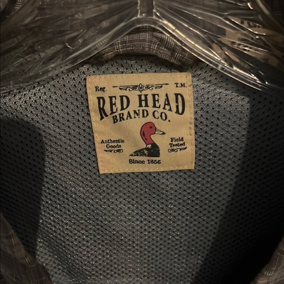 Red head Gray Casual Button Down Shirt with Plaid Pattern sku:C16 - Picture 2 of 3